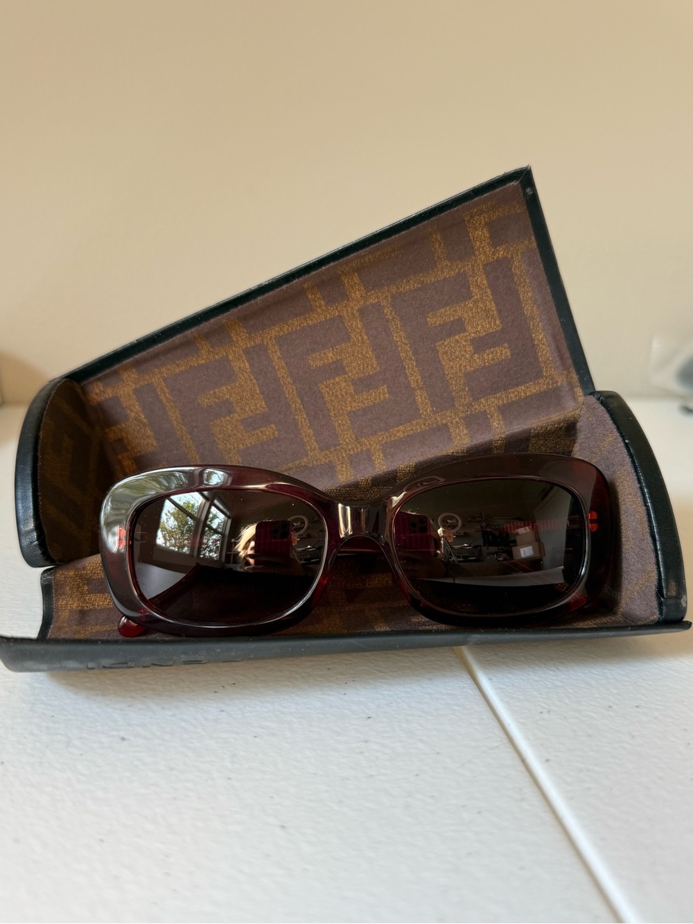 Fendi Burgundy Oversized Rectangular Sunglasses